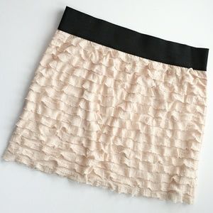 Free People Mini Skirt with Ivory Layered Ruffles